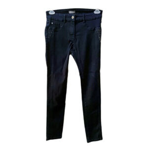 Basler Black Beaded Jean Stretch Skinny Pants Womens 31x31 Embellished